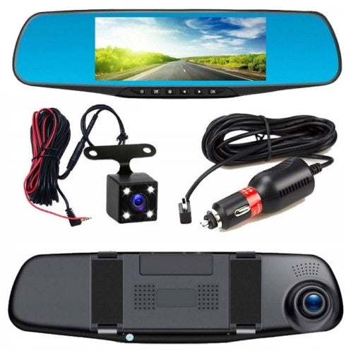 AutoVisión HD™ Espejo retrovisor con cámara delantera + cámara trasera-Original [promoción disponible solo hoy]