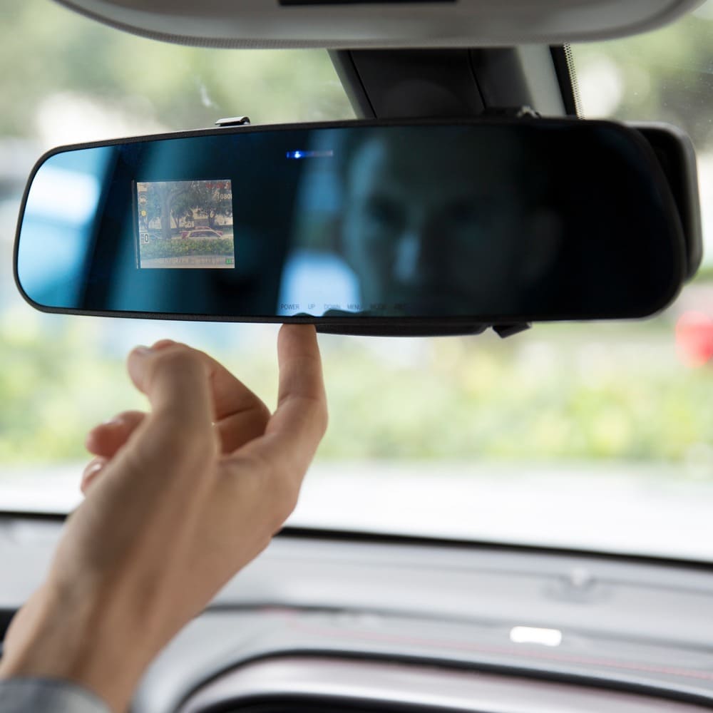 AutoVisión HD™ Espejo retrovisor con cámara delantera + cámara trasera-Original [promoción disponible solo hoy]