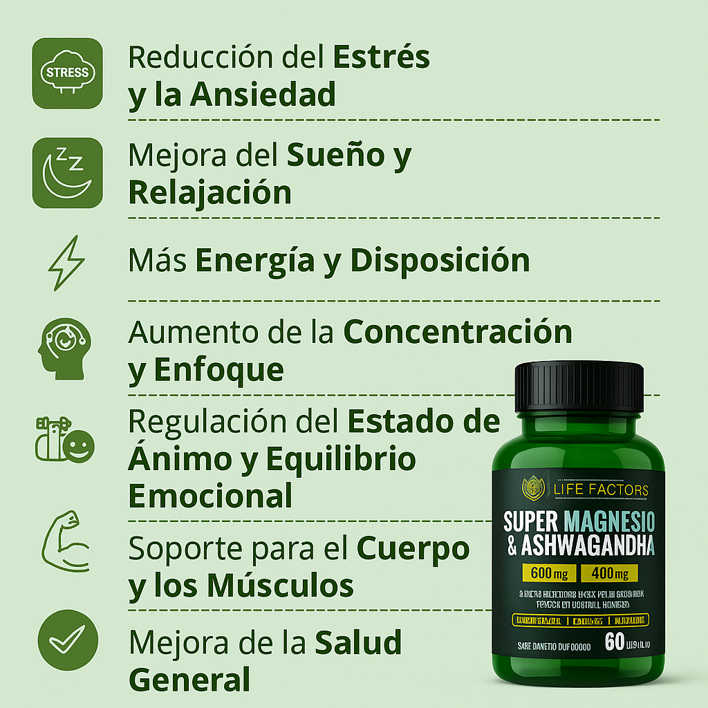 APOYO MUSCULAR Y VITALIDAD – Magnesio + Ashwagandha 🌸💪