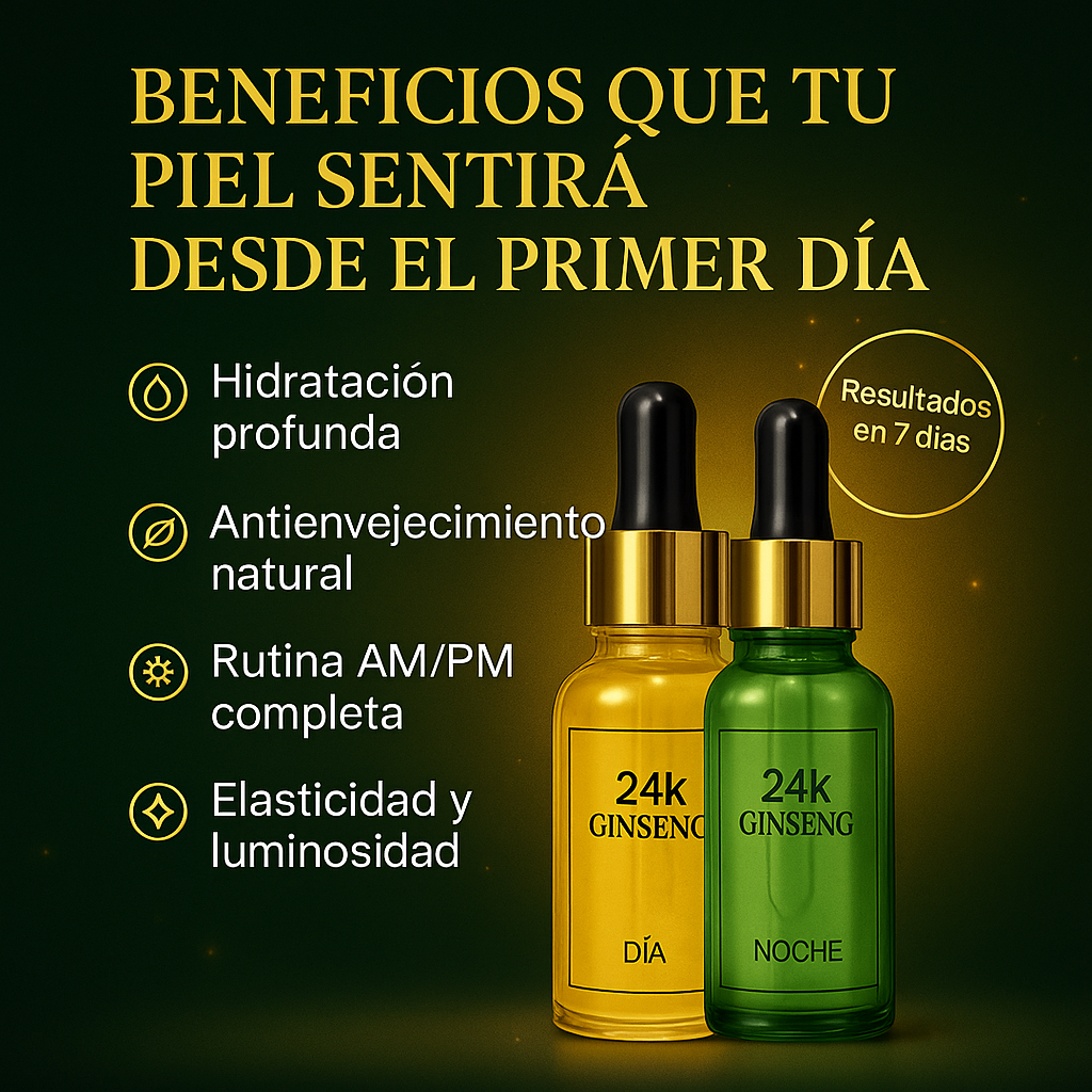 LUCE UNA PIEL RADIANTE TODO EL DÍA Y TODA LA NOCHE! ✨  Transforma tu rostro desde la primera semana con el poder del Ginseng 24K.