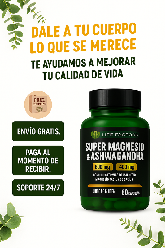 APOYO MUSCULAR Y VITALIDAD – Magnesio + Ashwagandha 🌸💪