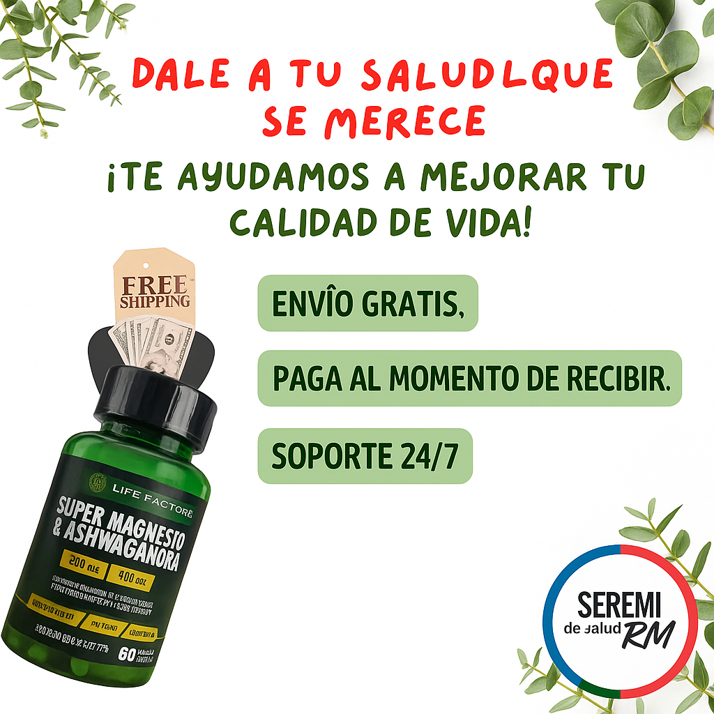 APOYO MUSCULAR Y VITALIDAD – Magnesio + Ashwagandha 🌸💪