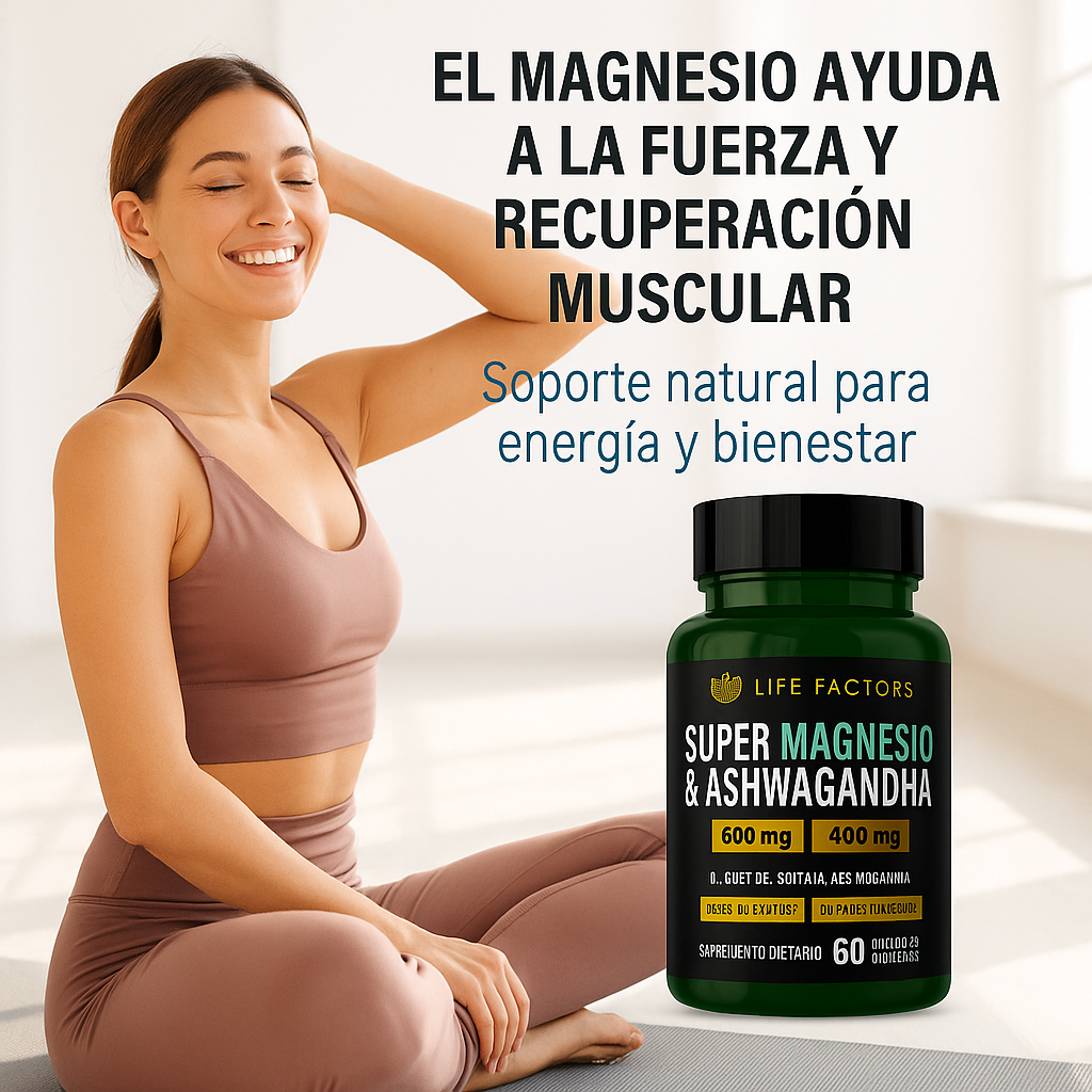 APOYO MUSCULAR Y VITALIDAD – Magnesio + Ashwagandha 🌸💪
