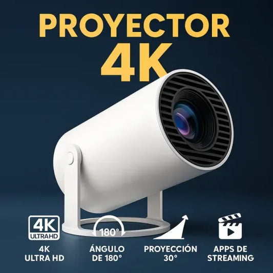 Proyector Smart  4K Ultra HD con Wifi – Lleva el cine a casa, ideal para hogar o exteriores