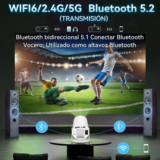 Proyector Smart  4K Ultra HD con Wifi – Lleva el cine a casa, ideal para hogar o exteriores